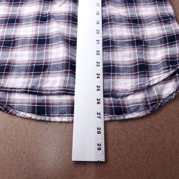 BeachLunchLounge Plaid Pullover Wmns XS 3/4 Button Up Collared Pockets Beachy - Picture 7 of 11
